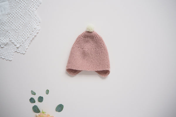 'Cocoon' hat - Rose & Milk - Newborn