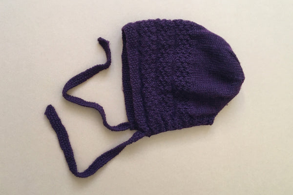 Unique Collection - Knit 1 - Bonnet in Blueberry - Size 3/12m