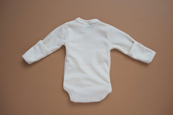 Baby wrap body with scratch protection - Wool/Silk- Natural - NB to 3m - By Cosilana