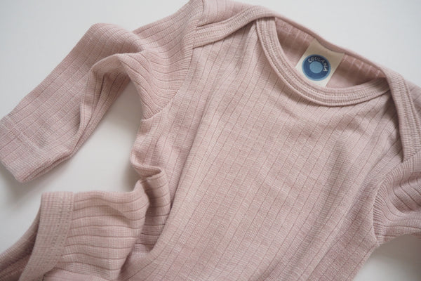 Body in organic cotton, silk and wool - Rose - 0/3m to 9/12m - By Cosilana