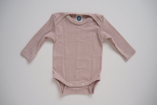 Body in organic cotton, silk and wool - Rose - 0/3m to 9/12m - By Cosilana