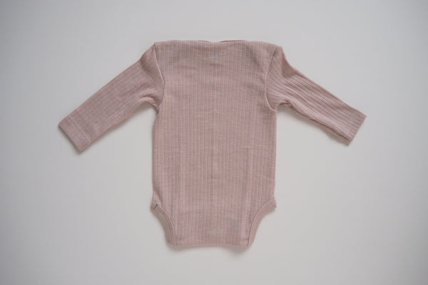Body in organic cotton, silk and wool - Rose - 0/3m to 9/12m - By Cosilana
