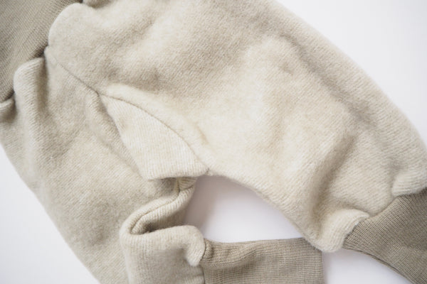 Baby Pants - Wool & Organic Cotton Fleece - Latte - 0/3m to 3/6m - By Cosilana