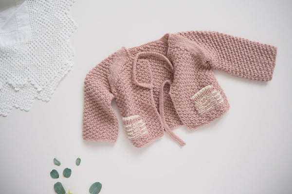 'Cocoon' Cardigan - Rose & Milk - Newborn
