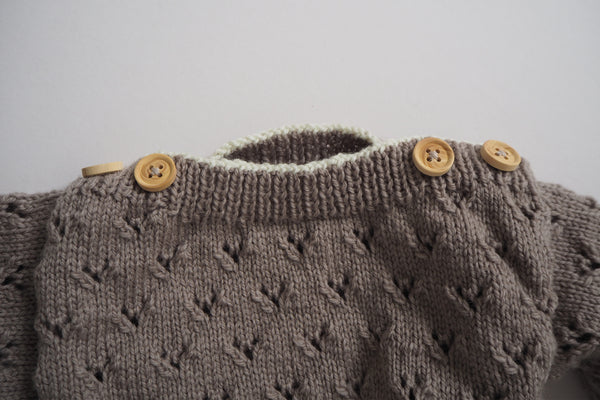 'Gretel' Jumper - Stone & Milk - Newborn to 12m
