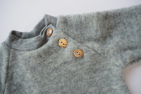 Sweater - Organic Merino Wool Fleece - Grey - 6/12m - Last one! - By Engel - 20% off
