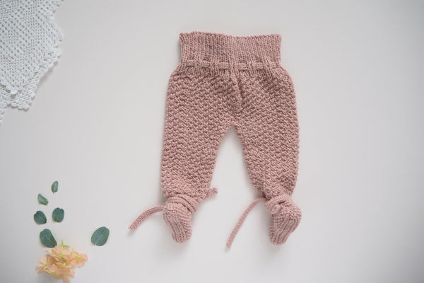 'Cocoon' Leggings with feet - Rose - Newborn