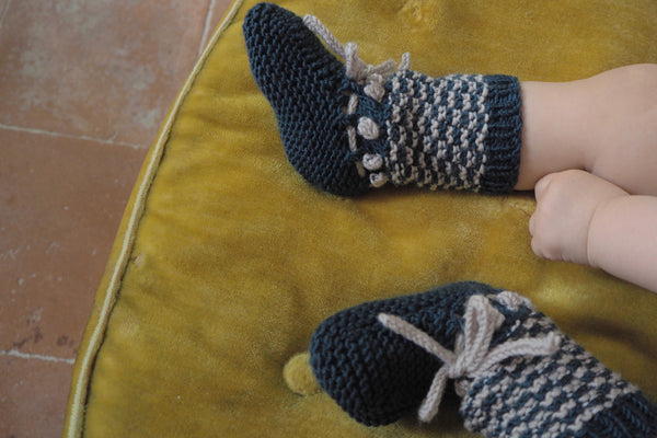 Booties 'Anni' - Midnight & Frost - 0/3 months to 6/12 months - 60% off
