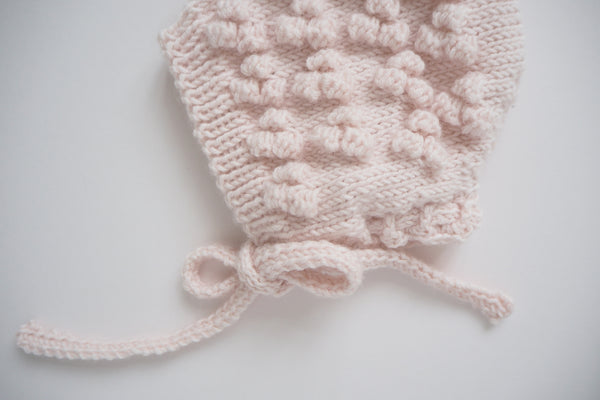 'Bobble' Bonnet - Powder Pink - Newborn - 60% off - Last one!