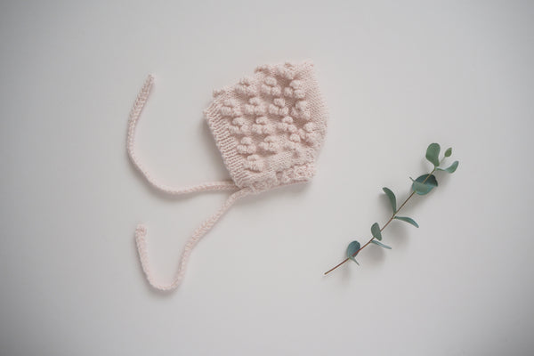 'Bobble' Bonnet - Powder Pink - Newborn - 60% off - Last one!