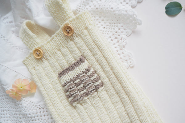 'Chamonix' Overall - Stone & Milk - Newborn - 60% off - Last one!