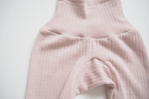 Leggings in organic cotton, silk and wool - Rose - 0/3m to 9/12m - By Cosilana