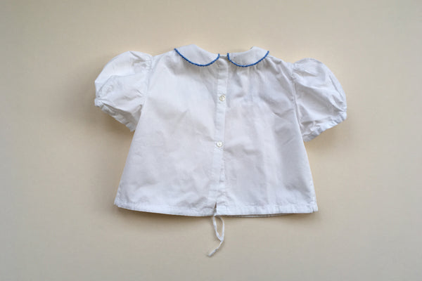Pretty blouse with blue hand embroidery - 'Lisa' - 18m
