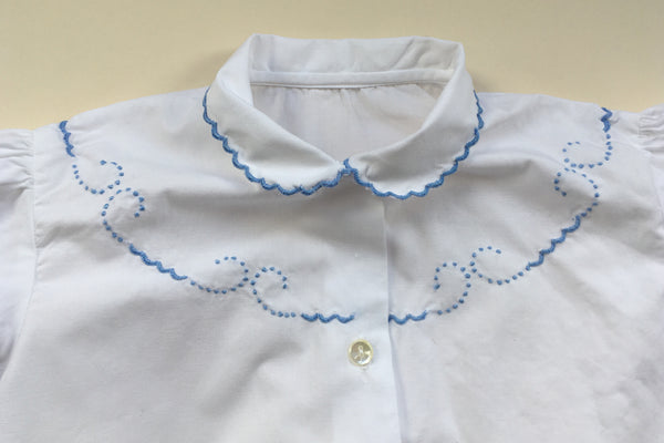 Blouse with scallop hand embroidery - 'Sophie' - 3/4y