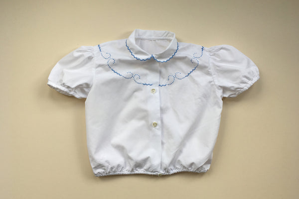 Blouse with scallop hand embroidery - 'Sophie' - 3/4y