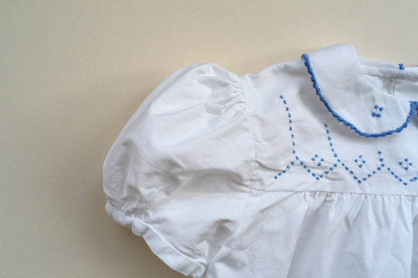 Pretty blouse with blue hand embroidery - 'Lisa' - 18m