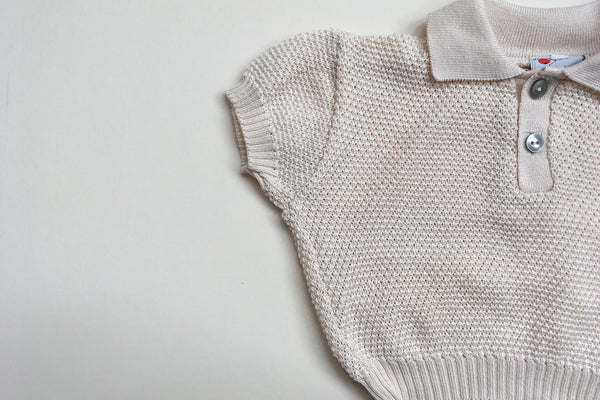 Beige jumper with short sleeves - 6/12m