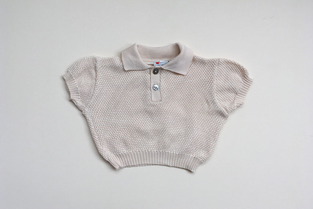 Beige jumper with short sleeves - 6/12m