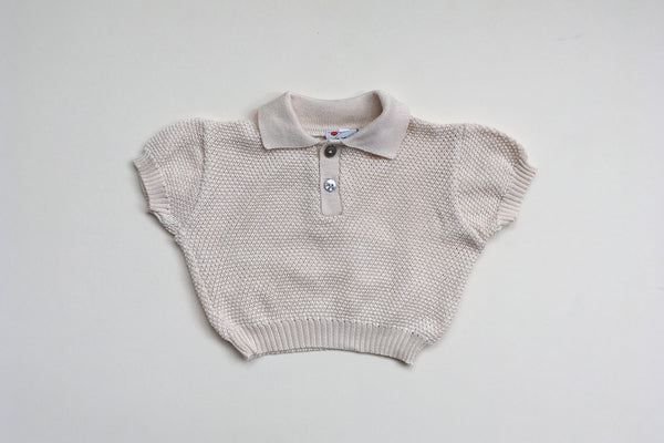 Beige jumper with short sleeves - 6/12m