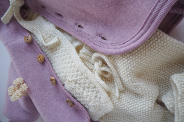 Baby Jacket - Organic Merino Wool Fleece - Rosewood - 6-12m - Last one! By Engel - 20%off
