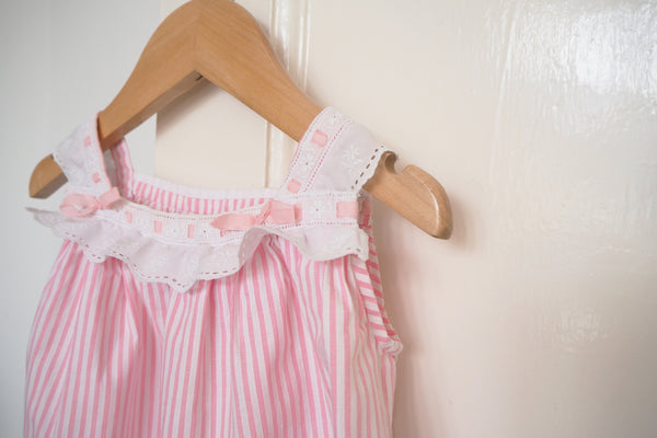 Pink and white stripy dress - 12m