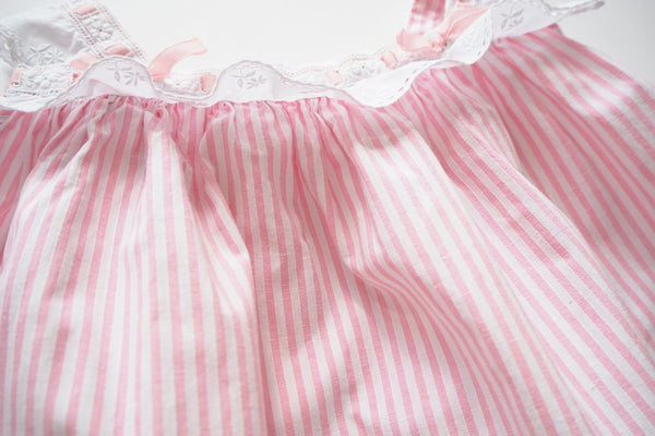 Pink and white stripy dress - 12m