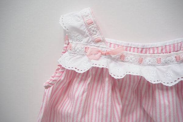 Pink and white stripy dress - 12m