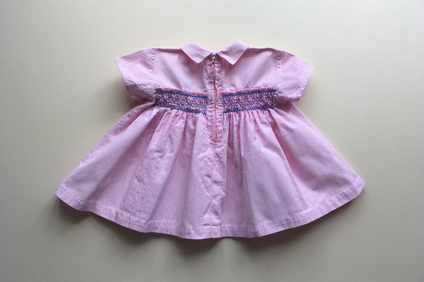 Pink gingham dress with smocks - 0-3m - 50% off