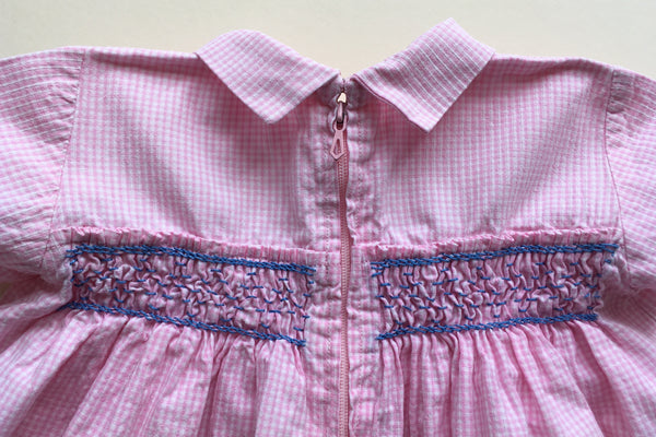 Pink gingham dress with smocks - 0-3m - 50% off