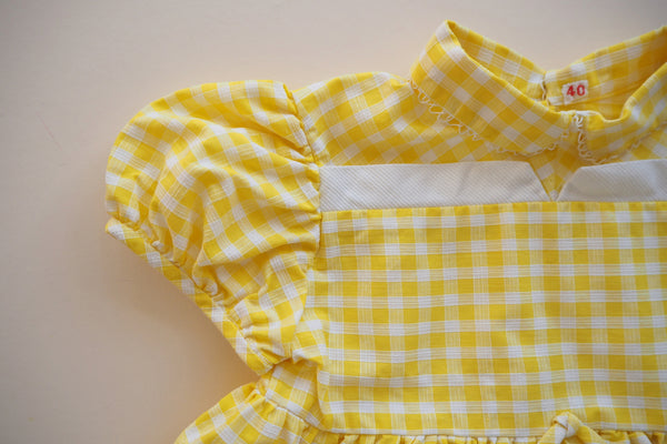 Yellow gingham dress -12m