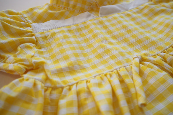 Yellow gingham dress -12m