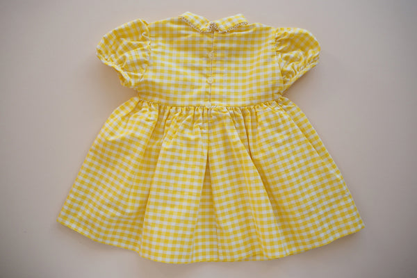 Yellow gingham dress -12m