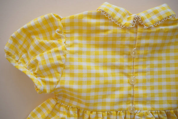 Yellow gingham dress -12m