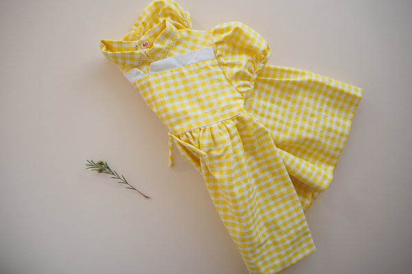 Yellow gingham dress -12m