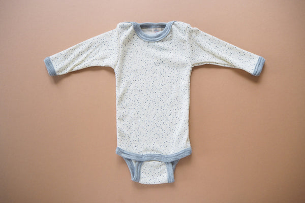 Baby body - Wool/Silk- Polka dots - 0/3m to 6/12m - By Engel - 20% off