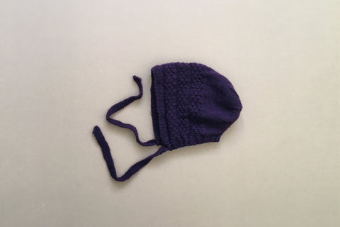 Unique Collection - Knit 1 - Bonnet in Blueberry - Size 3/12m