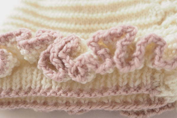 'Narcisse' Bonnet - Rose & Milk - Newborn - 60% off - Last one!