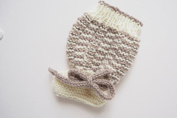 'Chamonix' Booties - Stone & Milk - Newborn - 60% off - Last pair!