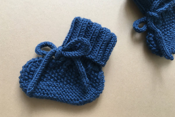 Unique Collection - Knit 11 - Booties in Dark Blue - 0/6m