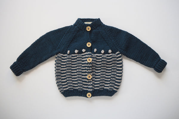 Cardigan 'Anni' - Midnight & Frost - One Left! 0/3 months - 60% off