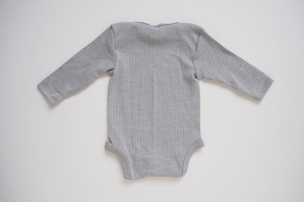 Body in organic cotton, silk and wool - Silver - 0/3m to 9/12m - By Cosilana