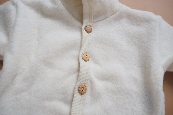 Baby Jacket -  Wool & Organic Cotton Fleece - Natural - 0/3m to 3/9m - By Cosilana