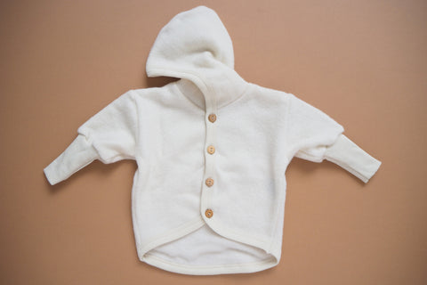 Baby Jacket -  Wool & Organic Cotton Fleece - Natural - 0/3m to 3/9m - By Cosilana