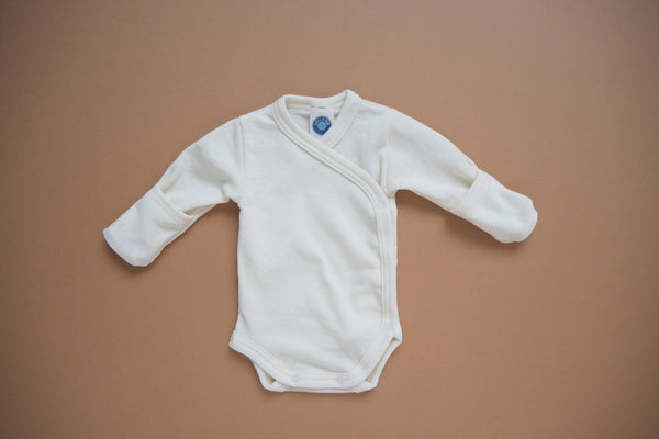 Baby wrap body with scratch protection - Wool/Silk- Natural - NB to 3m - By Cosilana