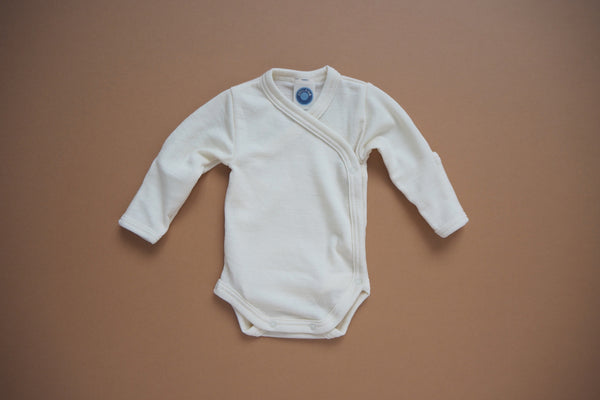 Baby wrap body with scratch protection - Wool/Silk- Natural - NB to 3m - By Cosilana