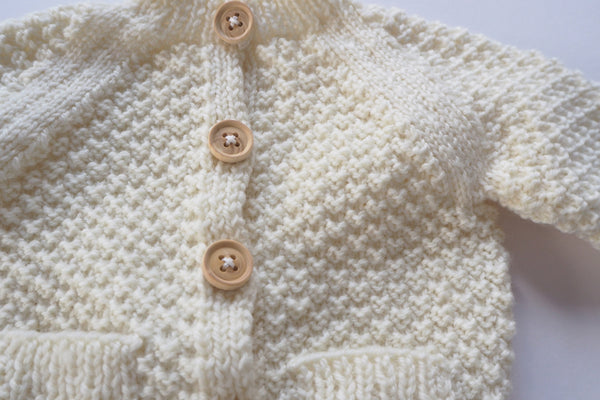 'Simone' Cardigan - Milk - Newborn to 12m