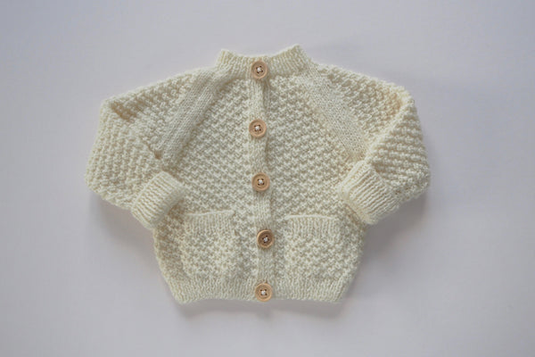 'Simone' Cardigan - Milk - Newborn to 12m