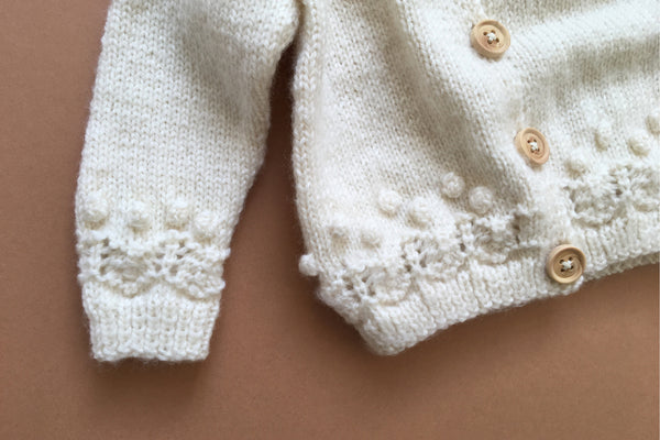 Unique Collection - Knit 2 - Cardigan in cream colour - 0/3m