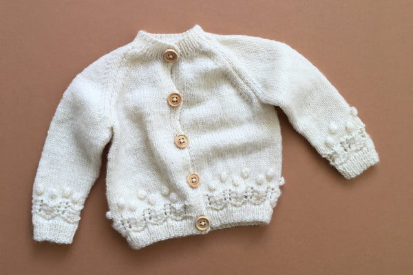 Unique Collection - Knit 2 - Cardigan in cream colour - 0/3m