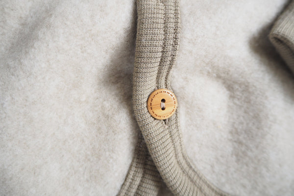 Baby Jacket - Wool & Organic Cotton Fleece - Latte - 0/3m to 3/6m - By Cosilana